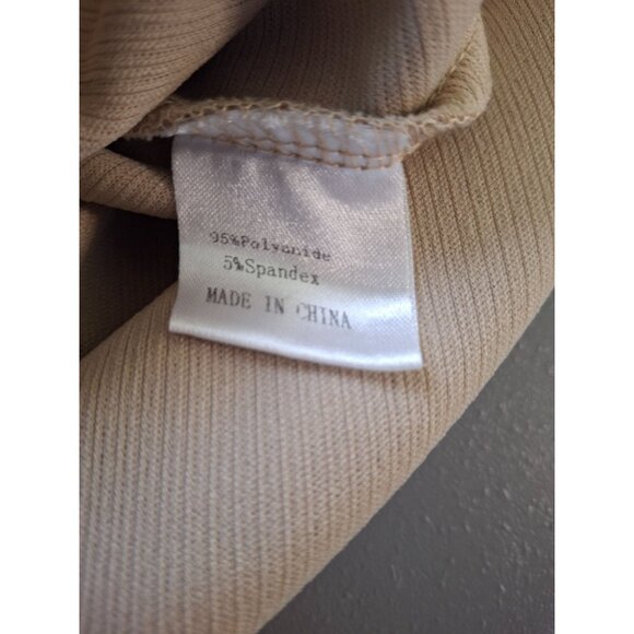 MEROKEETY Womens Quarter Zip Collared Pullover Sweater LBeige Ribbed Minimalist - Picture 5 of 8